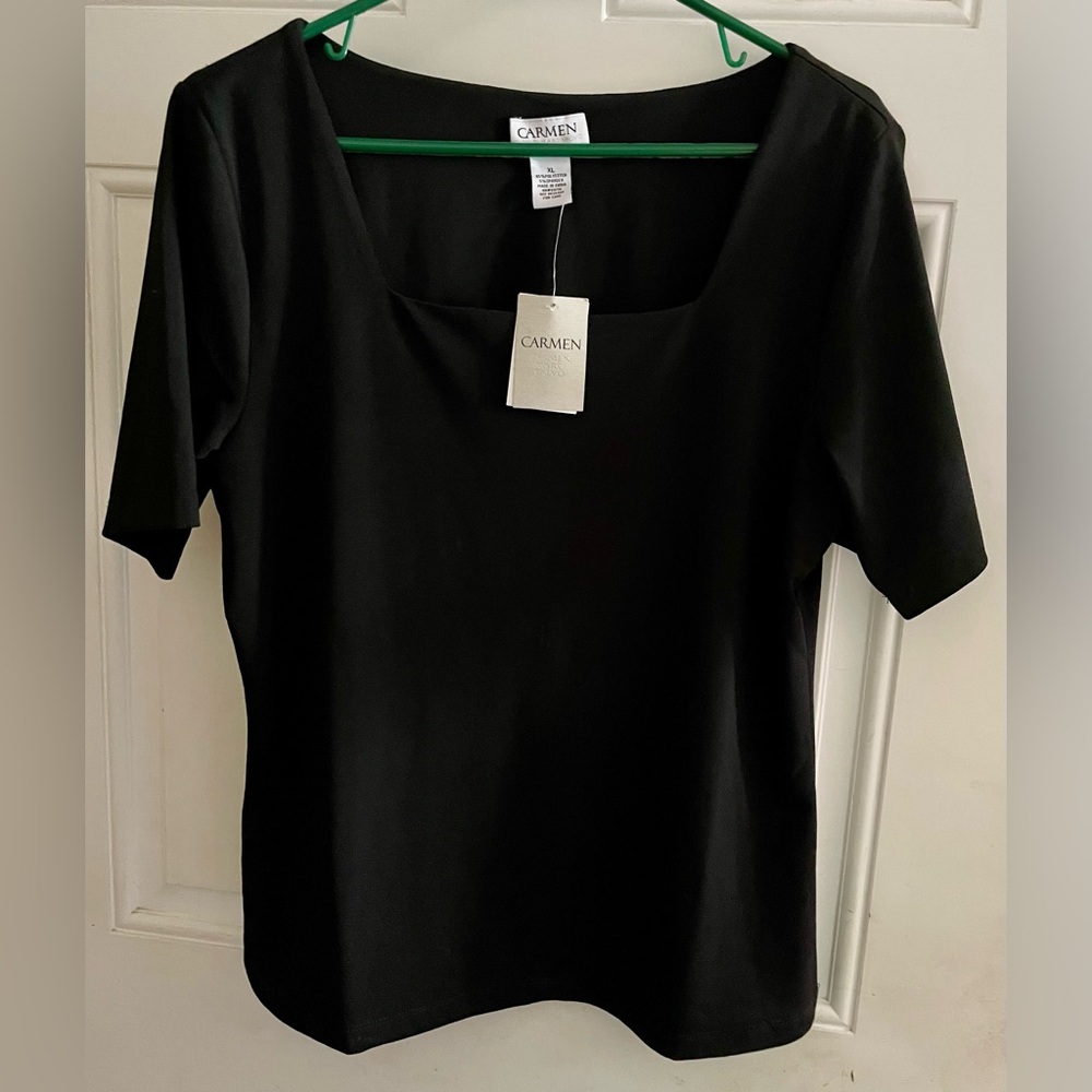 Carmen Black Square Neck Blouse